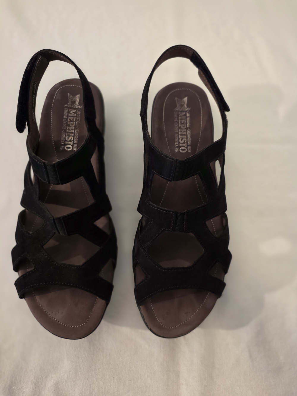Mephisto Women's Black Suede Strappy Comfort Sandals